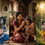 Baby Krishna with Mother Yashoda AI Prompt: 15+ Beautiful Divine Image Ideas